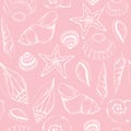 Vector pink seashells texture background seamless pattern print Royalty Free Stock Photo