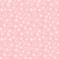 Vector pink small cherry blossom sakura flowers seamless pattern background texture