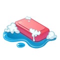 Vector pink soap bar in water