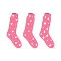 Vector pink socks with a pattern drops and bubbles hearts Royalty Free Stock Photo