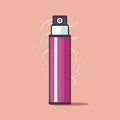 Vector of a pink spray bottle on a pink background with a flat design