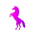 Vector Pink Unicorn Silhouette, Galaxy Colored Magical Animal.