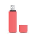 Vector pink USB flash drive isolated on white background Royalty Free Stock Photo