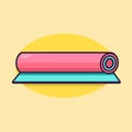 Vector of a pink yoga mat on a bright yellow background, perfect for your daily yoga practice