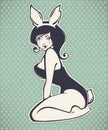 Vector pinup girl in rabbit costume