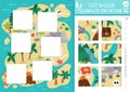 Vector pirate cut and glue activity. Crafting game with cute treasure island map. Fun sea adventures printable worksheet for Royalty Free Stock Photo