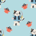 Vector pirate seamless pattern. Cute cat pirate and crab Royalty Free Stock Photo