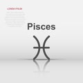 Vector pisces zodiac icon in flat style. Astrology sign illustration pictogram. Pisces horoscope business concept Royalty Free Stock Photo