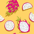 Vector Pitaya or Dragon Fruit Pattern on Pillow or Cushion