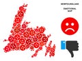 Vector Pitiful Newfoundland Island Map Composition of Sad Smileys