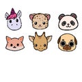 Vector pixel animal face collection.