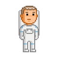 Vector pixel art astronaut on white