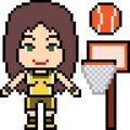 Vector pixel art basketball girl