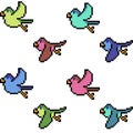 Vector pixel art bird fly Royalty Free Stock Photo