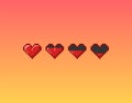 Vector pixel art 8 bit style hearts for game. Royalty Free Stock Photo