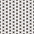 Vector pixel art black and white seamless pattern of minimalistic abstract wide diagonal crosses on white background Royalty Free Stock Photo