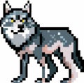 pixel art wolf on white background, pixel art Husky dogs isolated on white background.. Cartoonish wolf