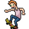 Vector pixel art boy skateboard Royalty Free Stock Photo