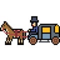 Vector pixel art brougham horse carriage