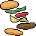 Vector pixel art burger recipe