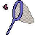 Vector pixel art butterfly catch