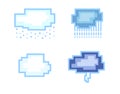 Vector pixel art clouds. Different weather set