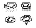 Vector pixel art clouds. Different weather set