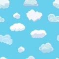 Vector Pixel Art Clouds Seamless Pattern