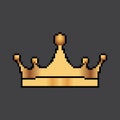 Vector pixel art crown. Pixel art golden crown. Pixel art royal king hat. Vector illustration
