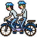 Vector pixel art duo bicycle Royalty Free Stock Photo