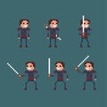 Vector pixel art fantasy kingdom swordsman warrior