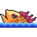 Vector pixel art fish swim