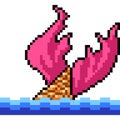 Vector pixel art fish swim