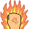 Vector pixel art fist fire Royalty Free Stock Photo