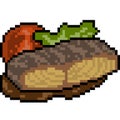 Vector pixel art food steak fish