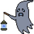 Vector pixel art ghost halloween