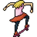 Vector pixel art girl skateboard Royalty Free Stock Photo