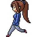 Vector pixel art girl walk