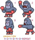 Vector pixel art gorilla animation frame