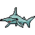Vector pixel art hammerhead shark