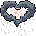 Vector pixel art heart rain cloud Royalty Free Stock Photo