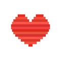 Vector pixel art heart. Symbol of love. Card for Valentine day. Royalty Free Stock Photo