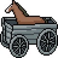 Vector pixel art horse wagon