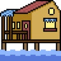 Vector pixel art house resort