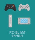 Vector pixel art illustration - modern gamepads