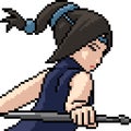 Vector pixel art ninja girl