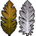 Vector pixel art leaf feather