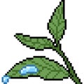 Vector pixel art leaf water drop