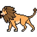 Vector pixel art lion walk