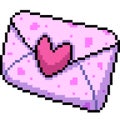 Vector pixel art love envelope